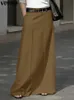 Jupes Grande taille VONDA élégant jupes longues femmes mode couleur unie Maxi jupe plissée poches décontractées larges taille haute Vintage BottomL231212