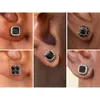 Krkc Wholesale Fashion Jewelry 14k Gold 5a Black Cz Onyx Men Earring Sterling Silver 925 Stud Earrings for Men Women