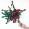 Decorative Flowers Christmas Wreath Pine Cones Bowknot Handmade Xmas Home Decoration