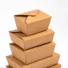 Tek Kullanımlık Çıkarma Konteynerler 10 PCS Gıda Depolama Ambalaj Kutusu Takeaway Bento Frand Fry Mutfak Aksesuarları Kraft Kağıt Öğle Yemeği 231212