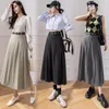 Faldas de mujer elegante moda dobladillo grande plisado Falda larga negra ropa de mujer niñas coreano Chic Casual Faldas Largas Py9119