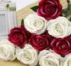 Whole Charming Artificial Silk Fabric Roses Peonies Flowers Bouquet White Pink Orange Green Red for Wedding Home el Decor6596963