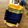 Herrtröjor trendiga män stickade klädsel bra touch retro pullover tröja kallsäker modemönster