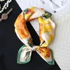 Halsdukar äkta silkesclef kvinnor bufanda designer solros bandana för lady 12mm naturliga halsskalor foulard femme