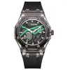 Relógios de pulso Ronmar projeta 2023 relógios mecânicos transparente relógio legal para homens oco luminoso luxo automático relógio de pulso motox