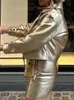 Giacche da donna Elegante giacca in pelle corta con risvolto solido a maniche lunghe Moda Casual Cardigan Cappotto Donna Autunno Outwear 231212