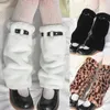 Women Socks Girls Winter Plush With Faux Leather Buckle Belt Japanese Knee High Foot Covers 37JB