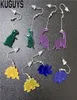 KUGUYS mode acrylique bijoux personnalisé clair acrylique longues boucles d'oreilles cadeau 4 couleurs petit dinosaure balancent boucle d'oreille pour les femmes 8018314