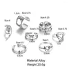 Klaster pierścionków europejska i amerykańska kreatywna miłość do kobiet vintage brzoskwiniowe serce otwarty pierścień 7 szt.