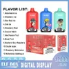 Originele bar ELF BOX Digitaal display 12000 wegwerpvape 12 smaken Bladerdeeg 12k e-sigaret 500 mah Oplaadbare batterij Voorgevulde 25 ml cartridge 2% VS bang king