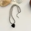 Collier ras du cou en perles d'amour coréen, pendentif en forme de cœur, doux et Cool, pour femmes et filles, bijoux à la mode, cadeaux, goutte