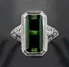 Bagues de cluster Luxe Exquis Naturel Vert Gem Bague Antique Argent Cocktail Bijoux Saint Valentin Cadeau Fine Women3726324