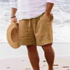 Мужские шорты, мужские весенние и летние брюки, повседневные однотонные хлопковые свободные брюки больших размеров, модные пляжные шорты для тренировок L231212