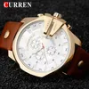 Relojes de pulsera Curren 8176 Relojes para hombre Top Brand Luxury Gold Reloj masculino Hombres Moda Correa de cuero Deporte Reloj de cuarzo Reloj de pulsera casual al aire libre 231211