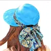 Chapeaux à large bord dames chapeau de soleil femmes protection casquette d'été design visière de plage monter un vélo pliable