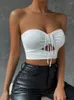 Women's Tanks Fashion Style Clothing 2023 Cut Out Drawstring Vest Bandeau Sexy Ultra Short Bottoming Tube Top