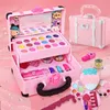 Beauty Fashion ZK30 Детский набор для макияжа Моделирование ролевые игры Игрушки Косметическая губная помада Сумка для лака для ногтей Образовательный подарок на день рождения для девочек 231211