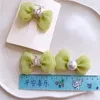 Haaraccessoires 1 paar lentemode lief meisje prinses kroon ster haarspelden kinderen kleine frisse groene serie garen boog touw hoofddeksels