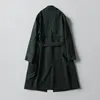Men's Trench Coats 2023 Korean Autumn Lapel Mid Length Coat British Style Tie Up Waist Loose Casual Designer Clothing