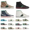 High Top Sneakers Luxo Tênis 1977 Vestido Sapatos Homens Mulheres Itália Verde e Vermelho Web Stripe Borracha Sola Stretch Algodão Canvas Vintage Desginer Treinadores