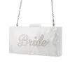 Borse da sera perla bianca con glitter in argento nome sposa briciole acriliche frizioni da donna borse da donna alletta