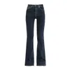 Dżinsy dżinsowe luźne i cienkie spodnie nogi dżinsowe designerki rozcięte dla kobiet dżins