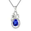 Pendant Necklaces Korean Sapphire 18K Colored Gems Heart Leaf Necklace Red Blue Purple Zircon