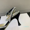 2024 Décolleté con fiocco Décolleté Scarpe da sera impreziosite Sandali con tacco a spillo 65mm Sandali da donna con tacco gattino Cinturino alla caviglia Scarpa elegante