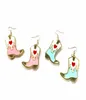 Pink Blue Cowboy Boot Dangle örhängen för kvinnor Trendiga akryl Drop Earring Jewelry Fashion Accessories1904856