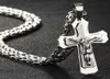Bibelns silverfärg Jesus Cross rostfritt stål hängen halsband byzantinska långkedjan halsband för män smycken Colar collier 22015548298