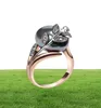 Trendy Rose Gold Color Ring Big Grey Pearl Women Leaf Trendy Jewely Drop Anel Anillos Aneis Bagues Femme Statement Jewe2009571