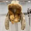 Trench da donna 2023 inverno manica lunga rimovibile vera pelliccia con cappuccio fodera in lana giacca corta da donna cappotto corto GC104