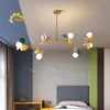 Nordic Macaron Glazen Kroonluchter Lighitng Woonkamer Eetkamer Keuken Opknoping Lamp Kinderen LED Plafond Chandeliers291E