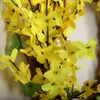 Dekorativa blommor 17 tum gula fönster ytterdörr inomhus utomhus hem dekor fest bröllop vardagsrum falska forsythia blommor kransfjäder