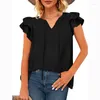 Dames Blouses V-hals Vlindermouwen Chiffon Blouse 2023 Elegante Zomer Zoet Los Tops Veters Mode Vrouw Stijlvolle Shirts Blusas