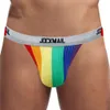 Sexiga gay underkläder män jockstrap sträng homme tanga ring cuecas masculinas regnbåge låg midja mesh andningsbara trosor