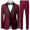 Costumes pour hommes Blazers Hommes Automne Fête De Mariage Trois Pièces Ensemble Robe Pantalon Grande Taille 5XL 6XL Mâle Blazer Manteau Pantalon Gilet Mode Slim Fit Costume 231211