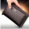 ダブルジッパーの男性クラッチバッグ高品質のPUレザーウォレットマン新しい財布男性長財布