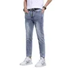 Jeans masculinos designer de luxo nove pontos jeans para marca de moda europeia masculina 2023 outono versátil impresso magro ajuste casual calças compridas heim