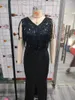 Casual Dresses Sexig Tassel Sparkly Evening Party Dress for Women Black Sequin Ladies Formal Prom Chic Split Bodycon Maxi Cocktail Gown