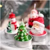 Świece Bożego Narodzenia zapach- świeca 12pcs/paczka bezdymna Santa Snowman Difting Tree Design Design Xmas Motif New Year Candles Fy5495 Dr Dhupg