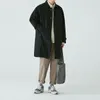 Trench da uomo giapponese semplice solido giacca a vento di media lunghezza allentato casual High Street giacche da uomo Top soprabito abiti maschili