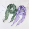 Scarves Pleated Embossed Female Scarf Soft Solid Color Cotton Linen Headscarf Triangle Autumn