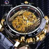 ForSining Big Dial Steampunk Design Luxury Golden Gear Movement Men Creative OpenWork Watches Automatic Mechanical Wrist Watches2416