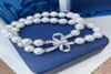 Bracelet de perles blanches d'eau douce, 2 brins naturels faits à la main, 89mm, micro incrustation de zircon, accessoires de nœud papillon, fermoir 20cm23cm6828736
