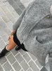 レディースジャケットエレガントな灰色のウールブレンドショートコートダブルポケット女性カシミアジャケット秋のファッションシングル胸肉ジャンパー231212
