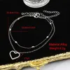 Anklets Dual-Layer Heart Peach Anklet Rostfritt stållegering Hollow Heart Beach Foot Jewelry for Women 231211