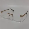 2018 nieuwe modeontwerper optische bril en zonnebril 01480 vierkant randloos frame transparante lens dierenpoten Vintage eenvoudig st2789