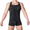 Débardeurs pour hommes Léopard Sexy Hommes Top Serré Super Élastique Sans Manches Gilet Érotique Lingerie Sheer Mâle Tee Serpent Impression Danse