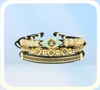 Par Bangle Armband Män och kvinnor 3PCSSet Crown Armband Eye Macrame Armband Rostfria pärlor Hamsa Handsmycken för G3455088